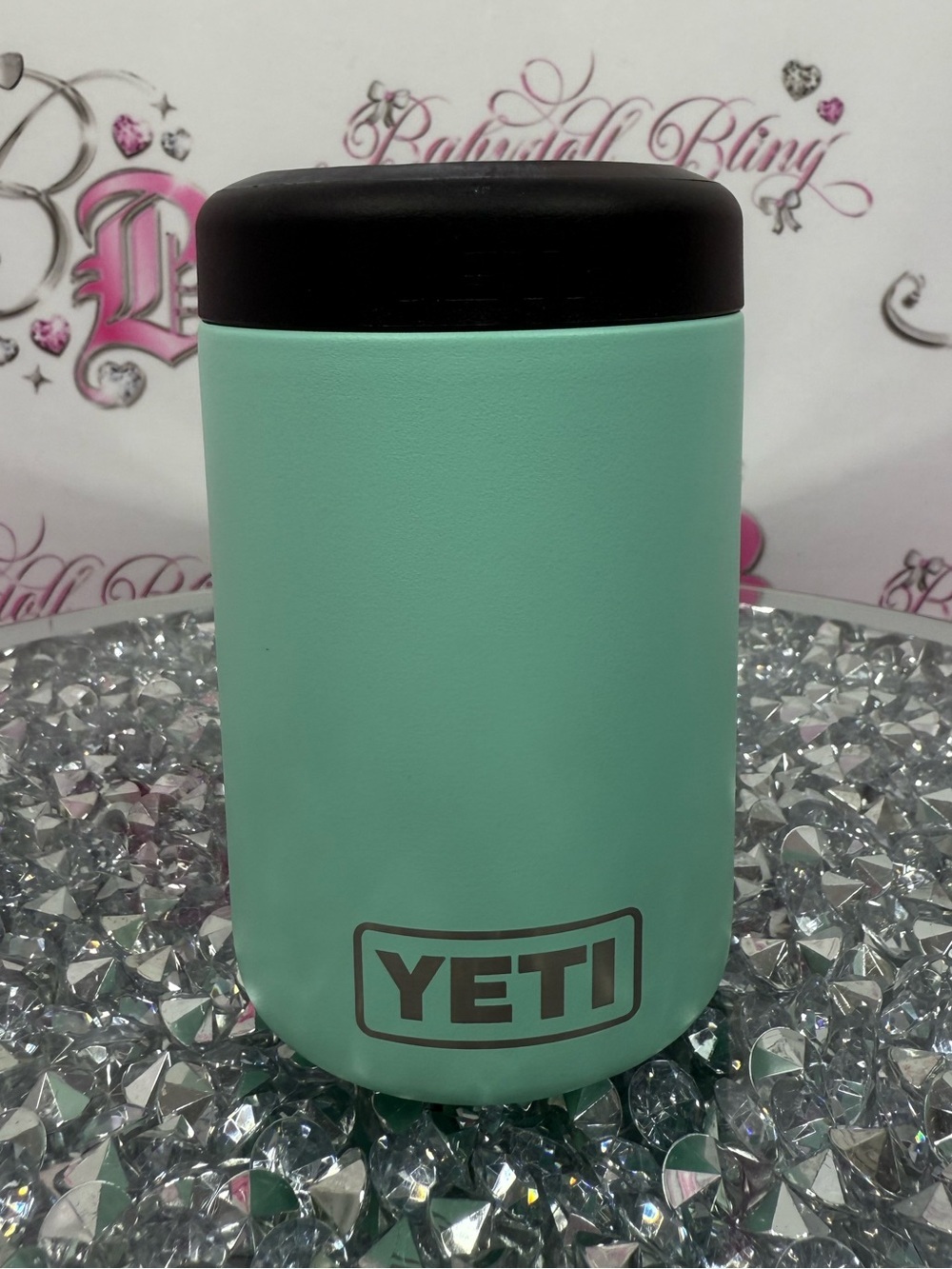 Yeti can holder Mint blue Green Rambler Colster Can Insulator Black Lid 355ML